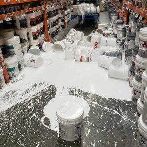 Buckets of Paint Fell Off a Pallet Being Lifted